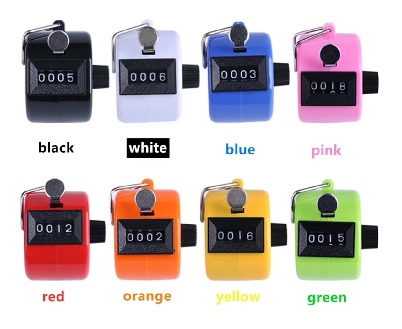 THE SMART WORKER 3 Digital Tally Counter Set Assorted Colors with Matching Wrist Strap, 4 Digit Manual Clicker, PVC Storage Bag