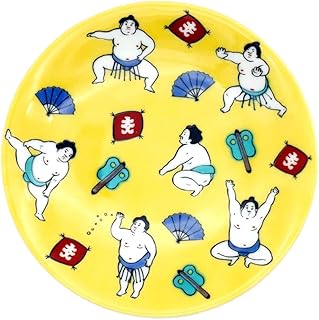 九谷焼 青郊窯 4号皿 お相撲さん KSO-425 磁器 日本製 径12cm×高さ1.9cm