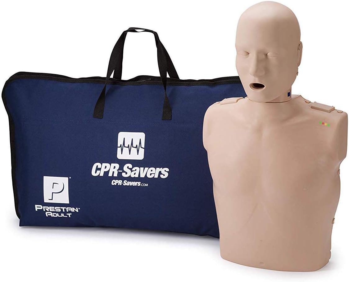 CPR Savers Prestan Professional Adult CPR Training Manikin with 2019 AHA Feedback Monitor, Medium Skin, PP-AM-100M-MS