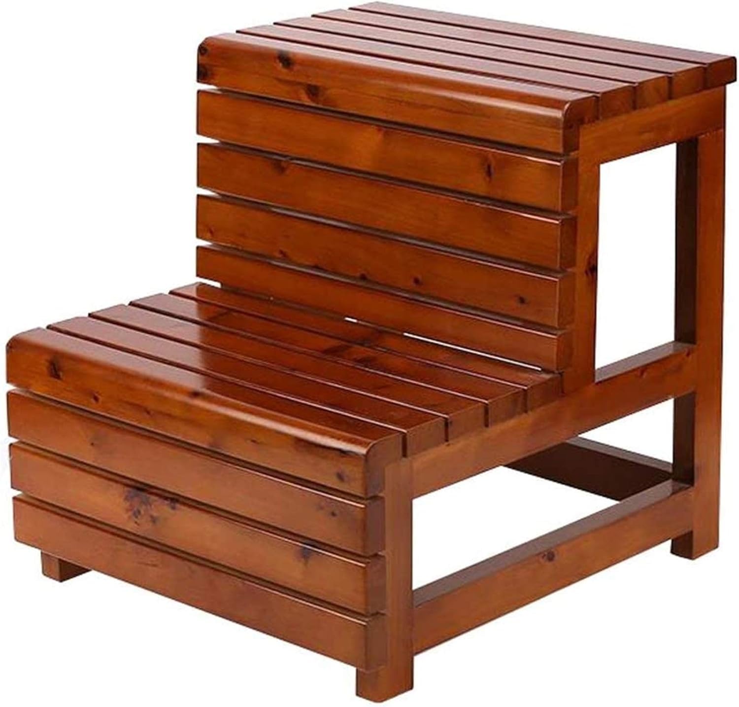 Teak Wooden 2-Step Stool | Sturdy Multipurpose Step Ladder | Natural Wood Finish | for Kitchen & Bedroom Use | Size: 45 x 46 x 42 cm | (02)-image-23