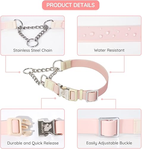 Miniatura 2 de BELLA & PAL Martingale - Collar para perro, impermeable, para entrenamiento de perros con hebilla de liberación rápida, cadena de acero inoxidable,