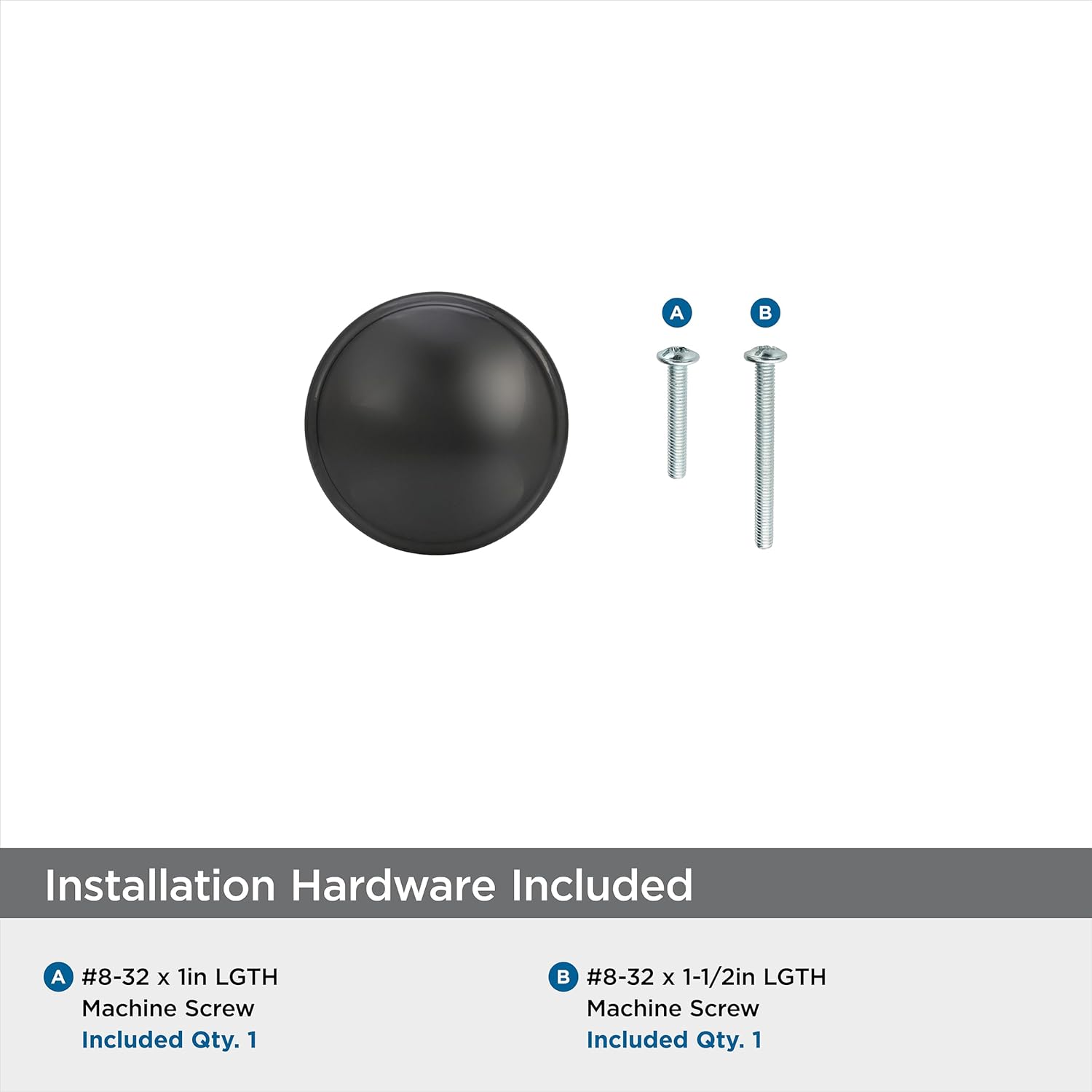Polished Nickel Round Cabinet Knob with Mounting Hardware