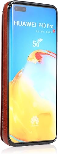Miniatura 5 de Funda para teléfono compatible con Huawei P40 Pro, soporte para tarjetas, funda de piel sintética con ranuras para tarjetas, doble cierre magnético