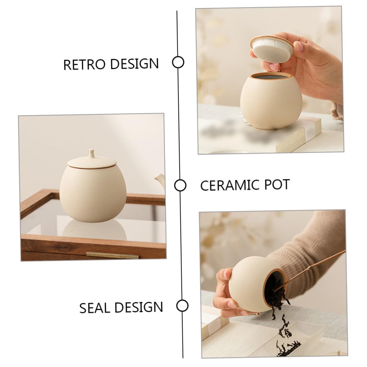 ABOOFAN Keramische Pot Matcha-container Zout Opslagcontainer Losse Thee-organizer Suikercontainers Voor Het Aanrecht Suikercontainer Voor Koffiebar Wit Keramische Thee Keramiek Langjing