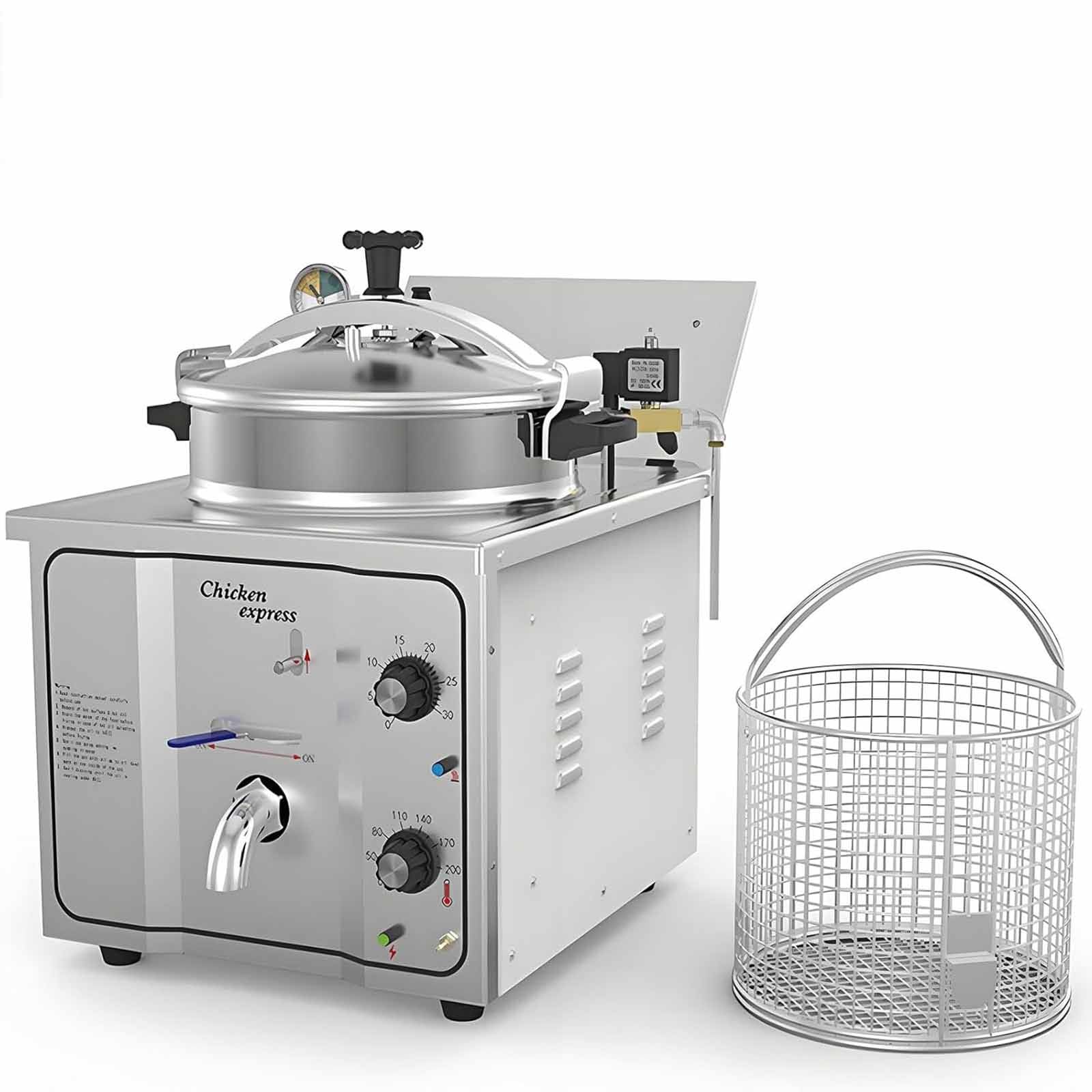16L Electric Countertop Pressure Fryer 304 Stainless Commercial Electric Countertop Pressure Air Fryer Chicken Fish Pressure Fryer Machine