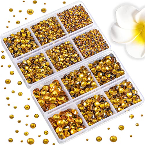 Image of 6736pcs Hotfix Rhinestones Flatback,Brown Rhinestones for Crafts Clothes Mixed 5 Sizes, Hotfix Crystals with Tweezers and Wax Pencil Kit, SS6-SS30,Topaz