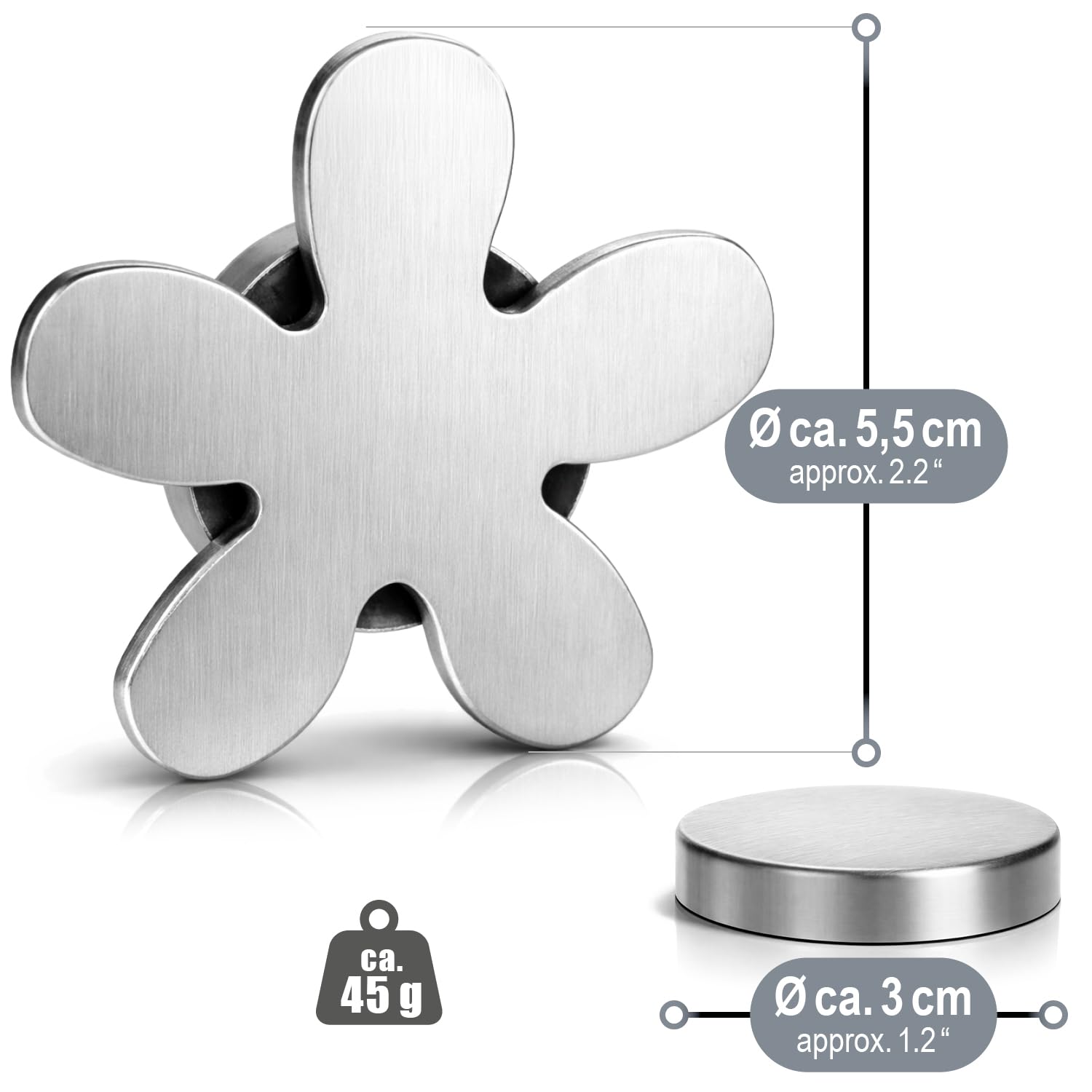 com-four® 4X Pesos Mantel magnéticos Acero Inoxidable - Pinzas Pesadas con imán - Clips sujeción Mesa