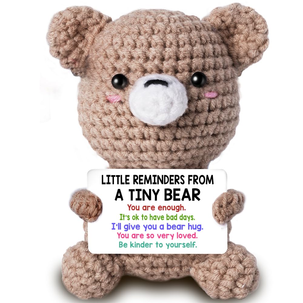 Emotional Support Crochet Bear Handmade Crochet Bears Get A Hug Bear Gifts for Women Friends Coworker