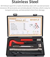 Vista 2 de Watris Veiyi Kit de reparación de roscas helicoidales de 15 piezas, insertos de rosca de acero inoxidable M14x1.5, kit surtido de reparación