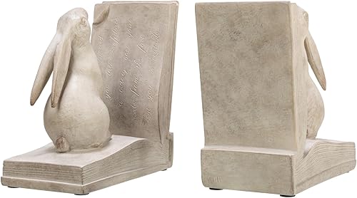 Miniatura 2 de Creative Co-Op Bunny Rabbit, juego de 2, sujetalibros con acabado blanco