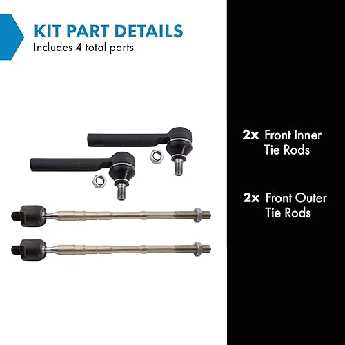 Vista 223 de TRQ - Juego de barras de acoplamiento delanteras interiores y exteriores