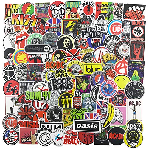 100pcs Music Band Stickers, Laptop Punk Rock and Roll Vinyl Decal for Guitar