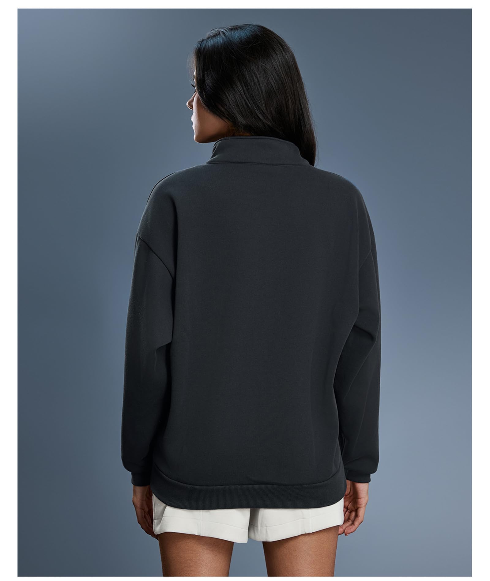 Generisch Damska bluza z zamkiem błyskawicznym i podszewką z bawełny polarowej, damska bluza oversize z zamkiem błyskawicznym na ćwiartki, moda jesienna