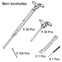 Vista 8 de BLIKA 30 pares de kit de barandilla de cable de 1/8" con hardware de tensor de palanca ajustable, kit de barandilla de cable de acero inoxidable