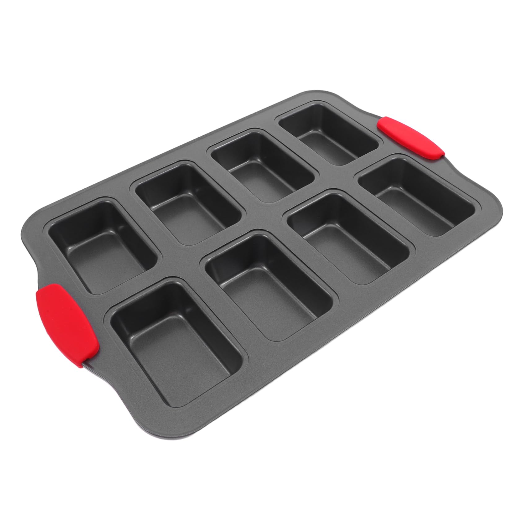 Moule Four Rectangulaire 8 Cavités Antiadhésif en Acier Inoxydable avec Poignées Résistantes la Chaleur, pour Gâteaux et Pain