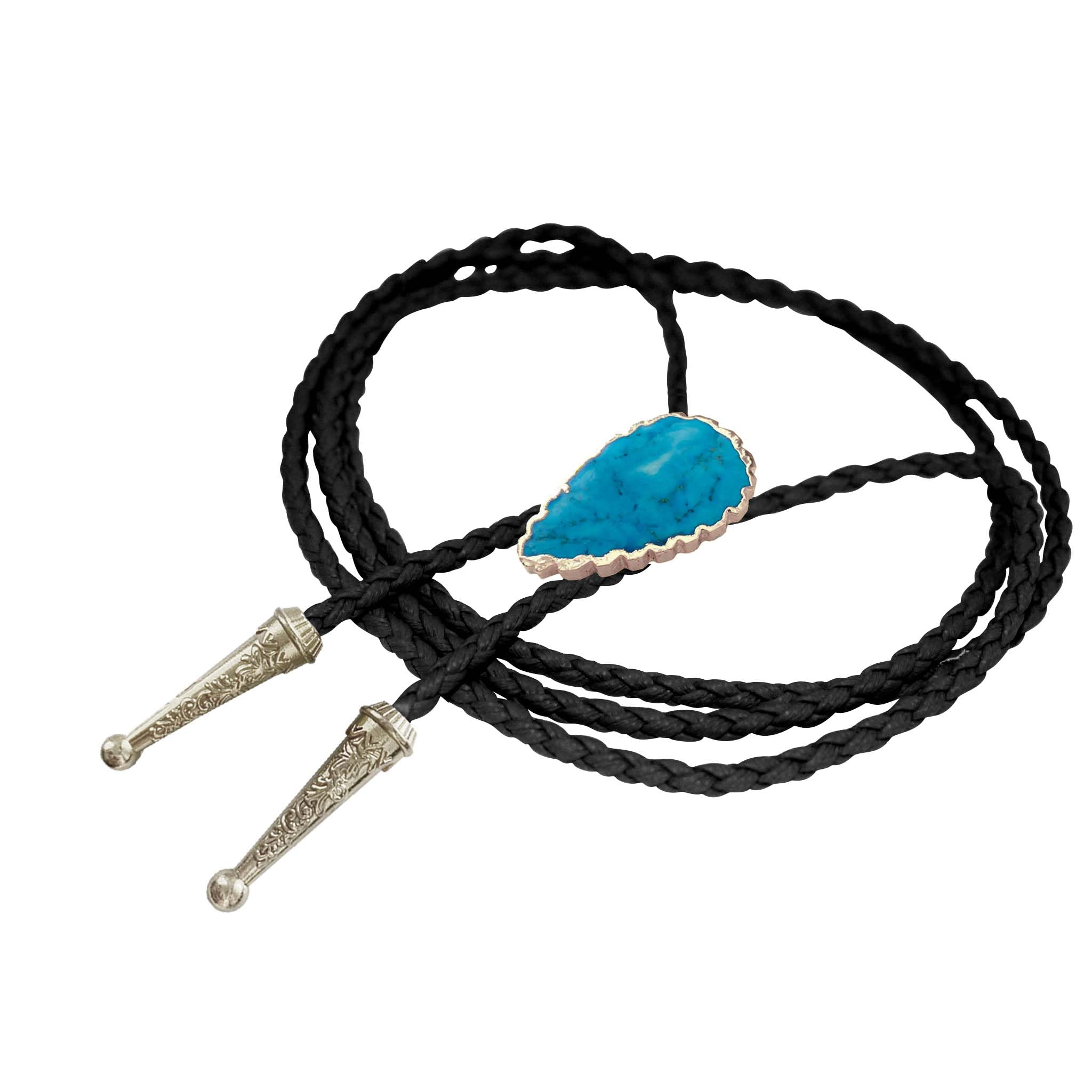 Daisy Del Sol De las Mujeres Trenzado de Cuero Occidental Bolo Tie Collar Gargantilla Deslizante Turquesa