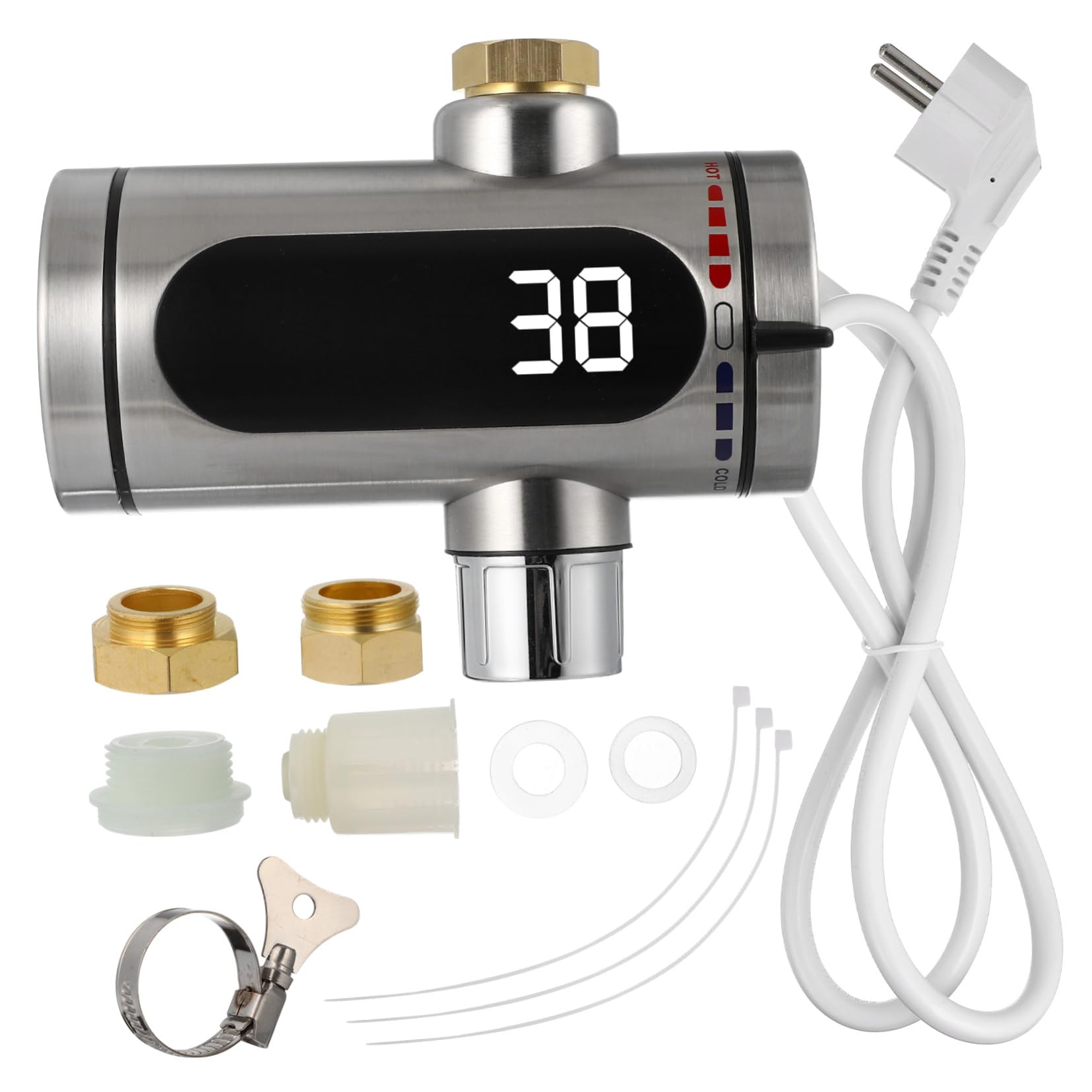 Tofficu Elektrischer Edelstahl Sofort Wasserhahn Led Digitalanzeige Warmwasserbereiter Küchen Und Badarmatur Für Garten Terrasse