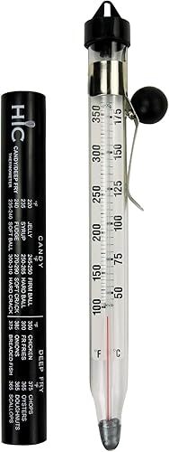 Miniatura 1 de HIC Kitchen Termómetro de gelatina de caramelo para asar freír, tubo de vidrio de fácil lectura con funda protectora y guía de temperatura