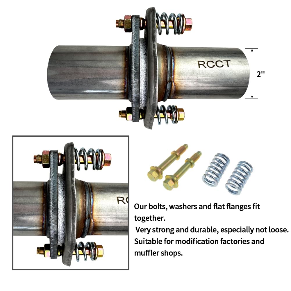 RCCT 50 mm Exhaust Flex Spring Joint – Profi Flexrohr-Reparaturkupplung Für Werkstätten, 2 Zoll Universal Auspuff Federbolzen Flanschsatz (51mm)