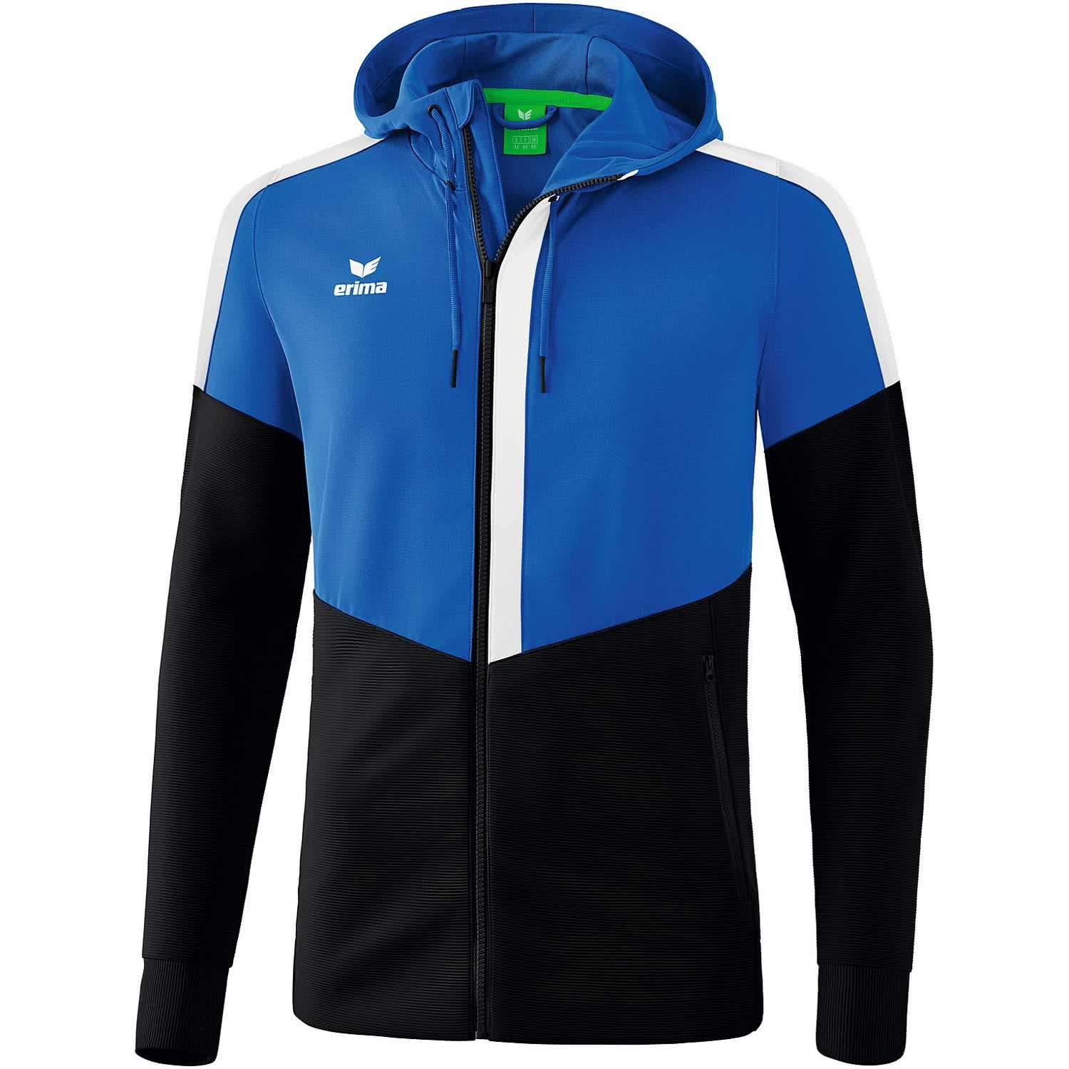 Erima Squad Training Jacket with Hood - New Royal/Black/White, XX-Large