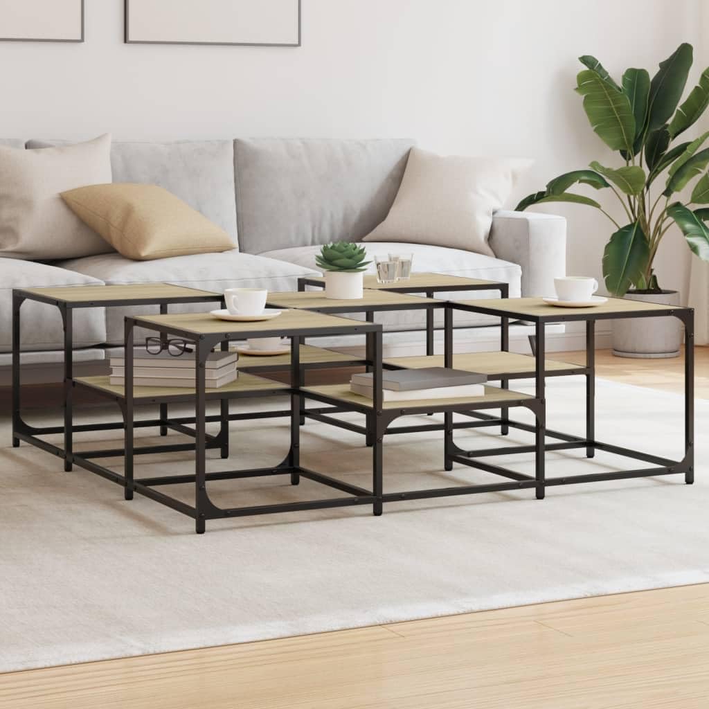 Homgoday Tavolino da caffè in rovere Sonoma, 121 x 121 x 40 cm, in legno ingegnerizzato, tavolino da tè per soggiorno, sala d'accoglienza degli ospiti, camera da letto e mobili da ufficio