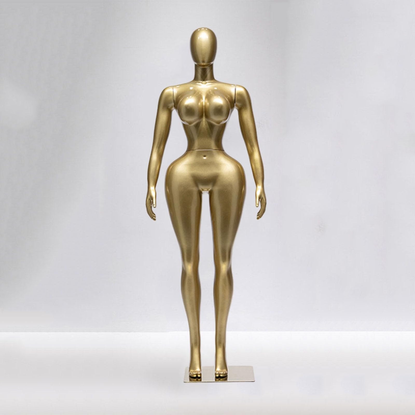 Glossy Gold Female Mannequin Body Form, Manikin Torso Stand Full Body