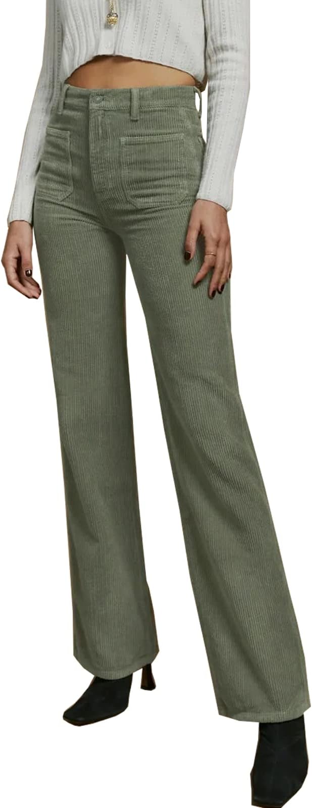 Corduroy Pants for Women High Waist Straight Leg Baggy Trousers Y2k Fashion Loose Patchwork Vintage CasualStreetwear Pants