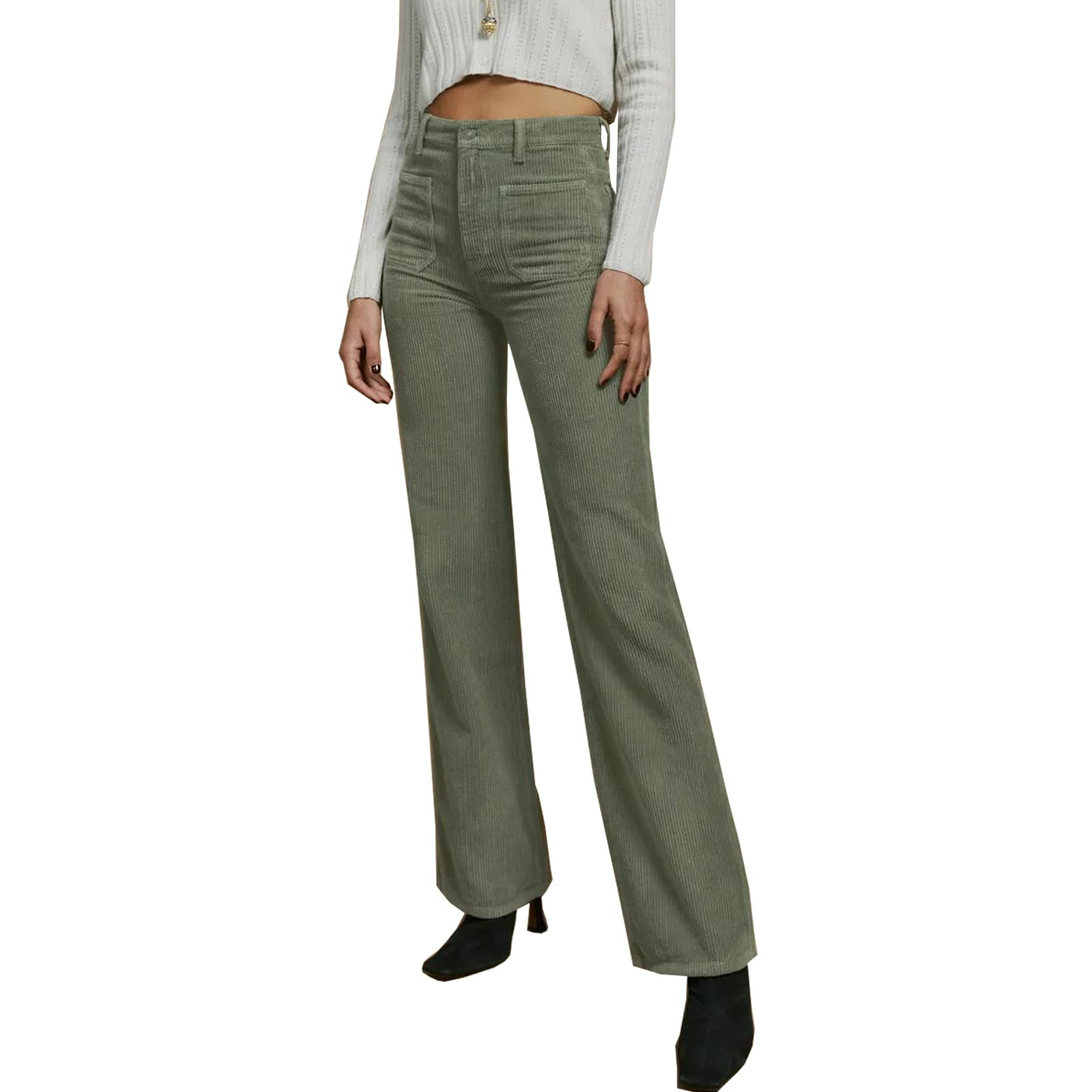 Corduroy Pants for Women High Waist Straight Leg Baggy Trousers Y2k Fashion Loose Patchwork Vintage CasualStreetwear Pants