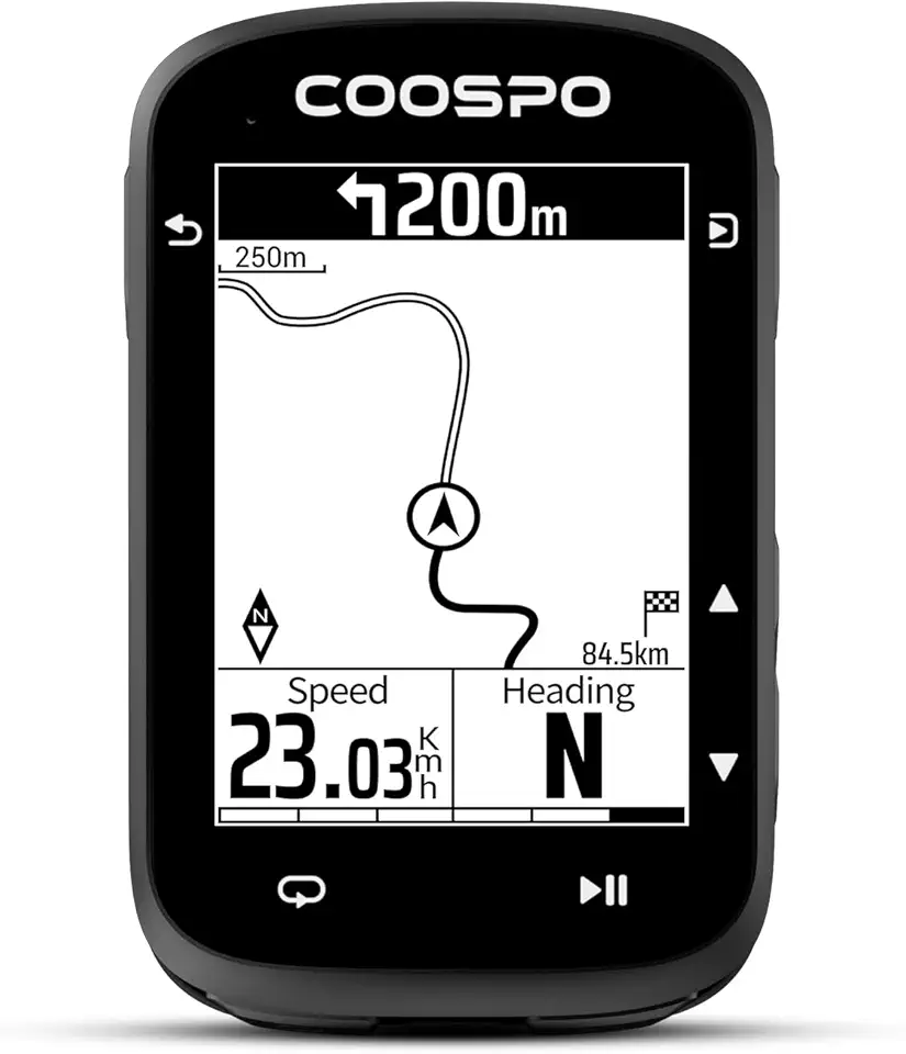 COOSPO CS500 Bike Computer Wireless, 2.6 Inch LCD GPS Cycling Computer with Route Navigation, Bluetooth5.0 ANT GPS Bicycle Speedometer with Auto-Backlight, Support Bike Radar &amp; 45H Battery Life