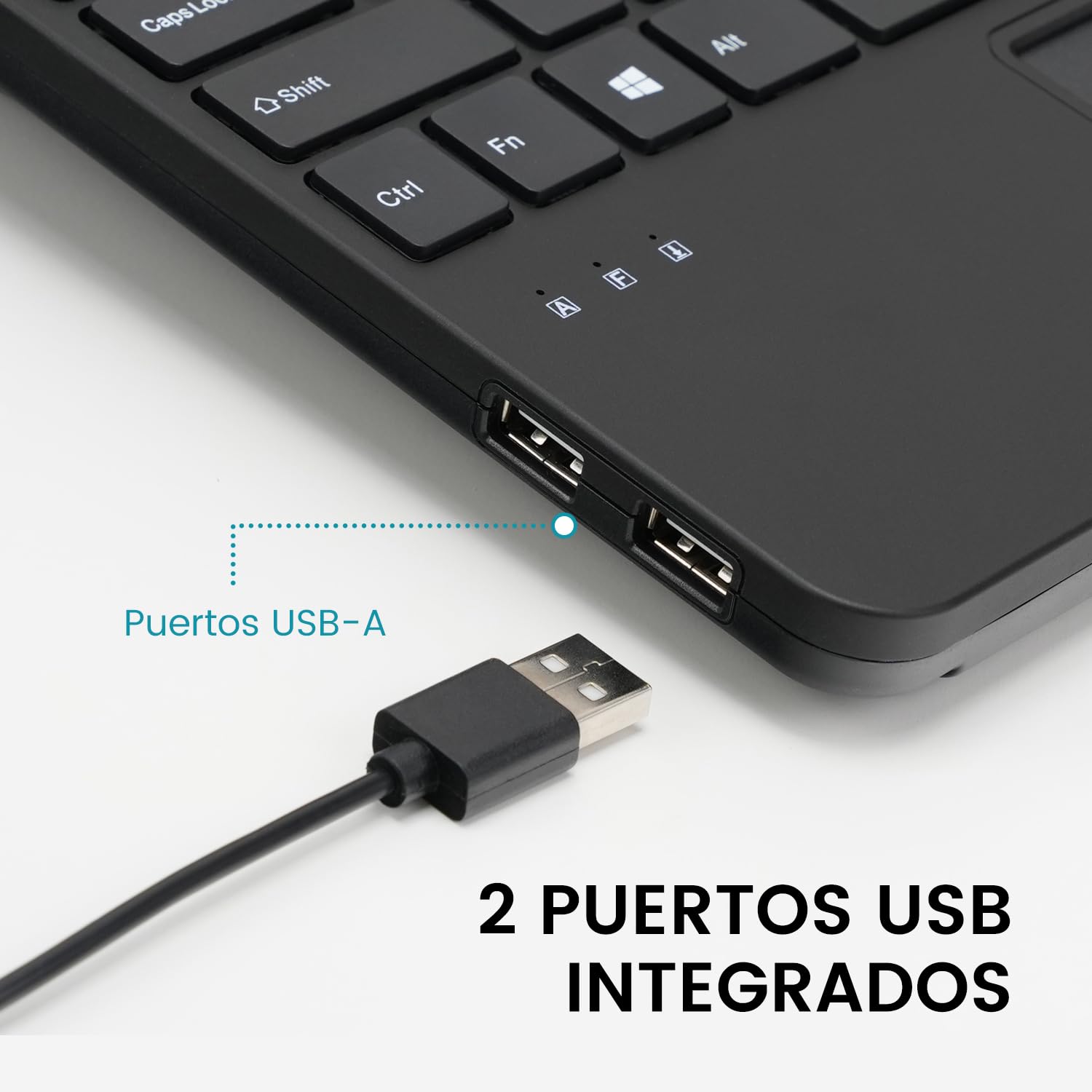 Perixx PERIBOARD-525ES, Mini cavo USB con cavo e pannello scheda - Teclas de tijera tipo X - 28 x 18 x 2,8 cm - 2 concentradores USB Integrados - Español