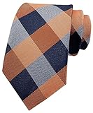 Men's Orange Navy Blue White Jacquard Woven Silk Ties Retro Trendy Formal Wedding Neckties Standard Length