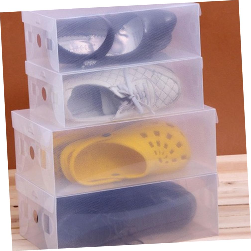 Scatole Portascarpe Impilabili Trasparenti in Pp, Organizer Scarpe 6 Pezzi, Salvaspazio Bianco per Armadio e Ripiani