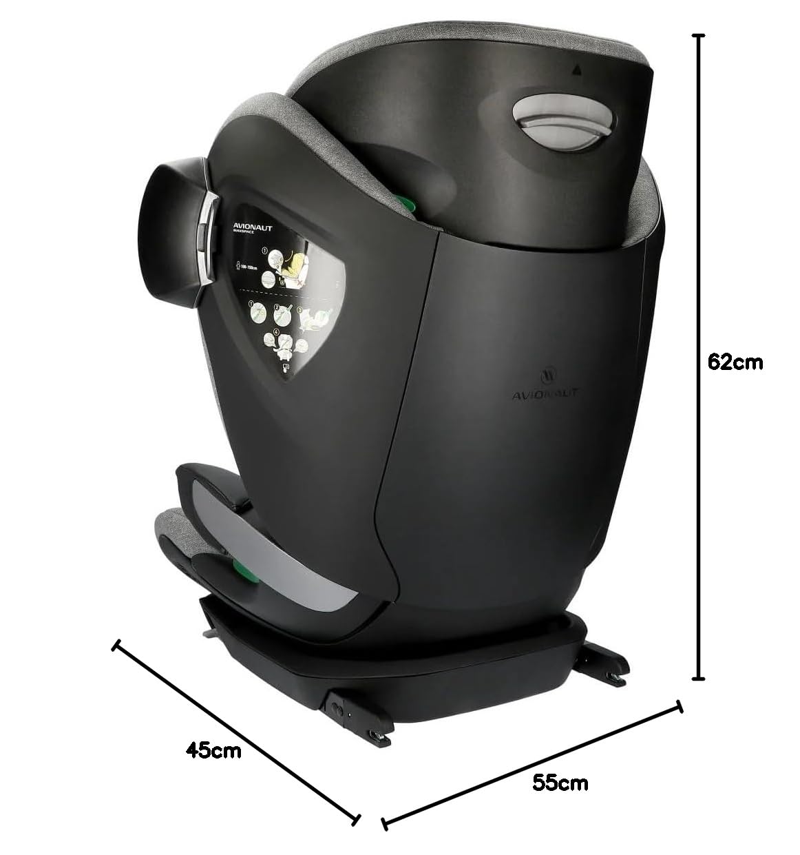 Kindersitz 15-36 kg Avionaut MaxSpace Smart Comfort System+ ergonomisch, sicher & bequem – mit verstellbarer Rückenlehne – ideal zum Schlafen und für lange Autofahrten (Grey)