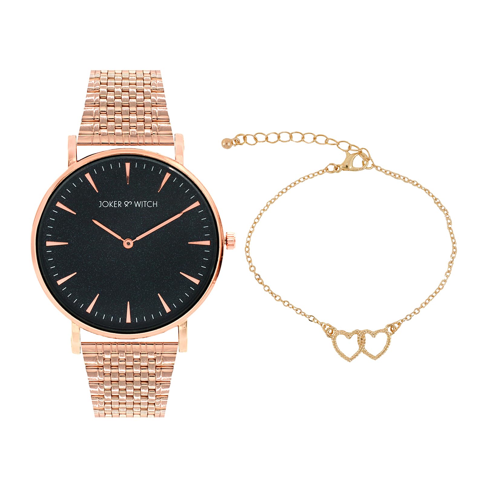 Joker & Witch Stainless Steel Women Ketki Analogue Watch Bracelet Stack, Band Color-Rose Gold, Dial Color-Black (B0C7L7SFG6) Amazon Price History, Amazon Price Tracker