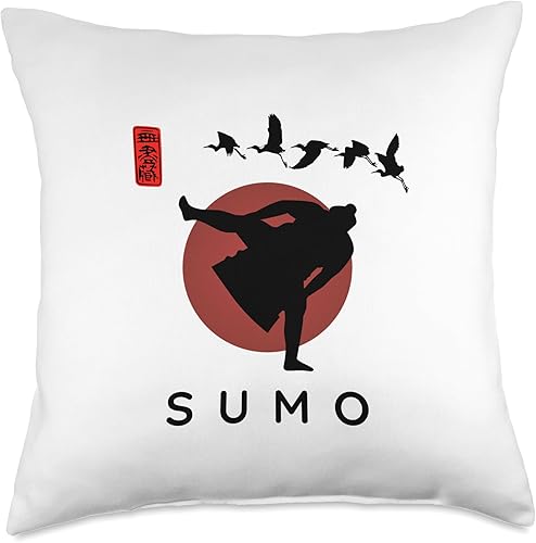 Sumo Instructor Classic Kanji Calligraphy Font Principiante Caligrafía Font Classic Sumo Design - Almohada (18 x 18 pulgadas), multicolor