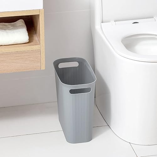 Miniatura 16 de Cubo de basura pequeño para baño con tapa, delgado y suave, papelera para oficina, dormitorio, cocina, sala de estar (1.9 galones color crema)