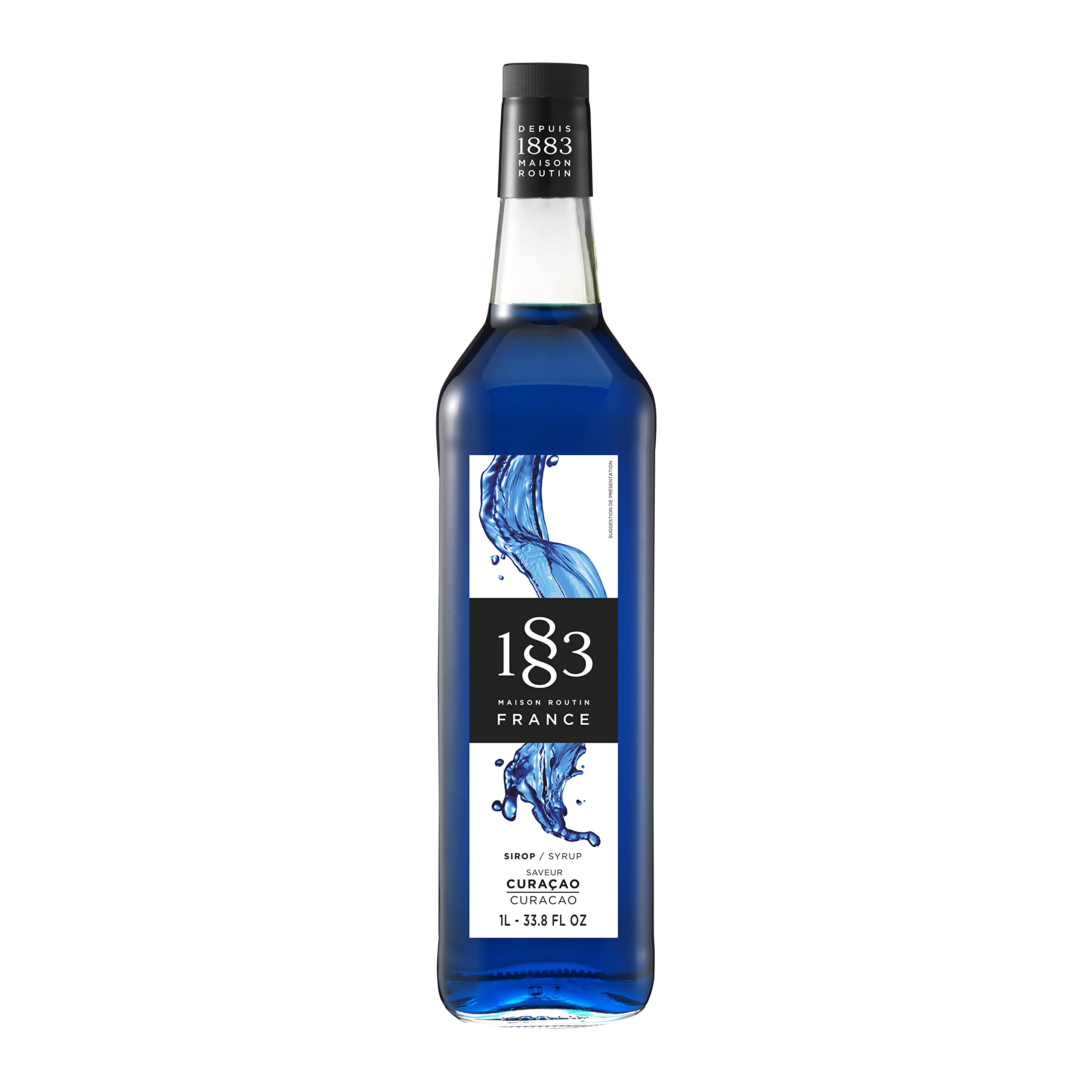 1883 Maison Routin Premium Blue Curaçao Syrup – Bold Citrus Flavour For Cocktails, Mocktails & Tropical Mixes, Natural Colour Base, Allergen-Free, Vegan-Friendly, 1L Glass Bottle