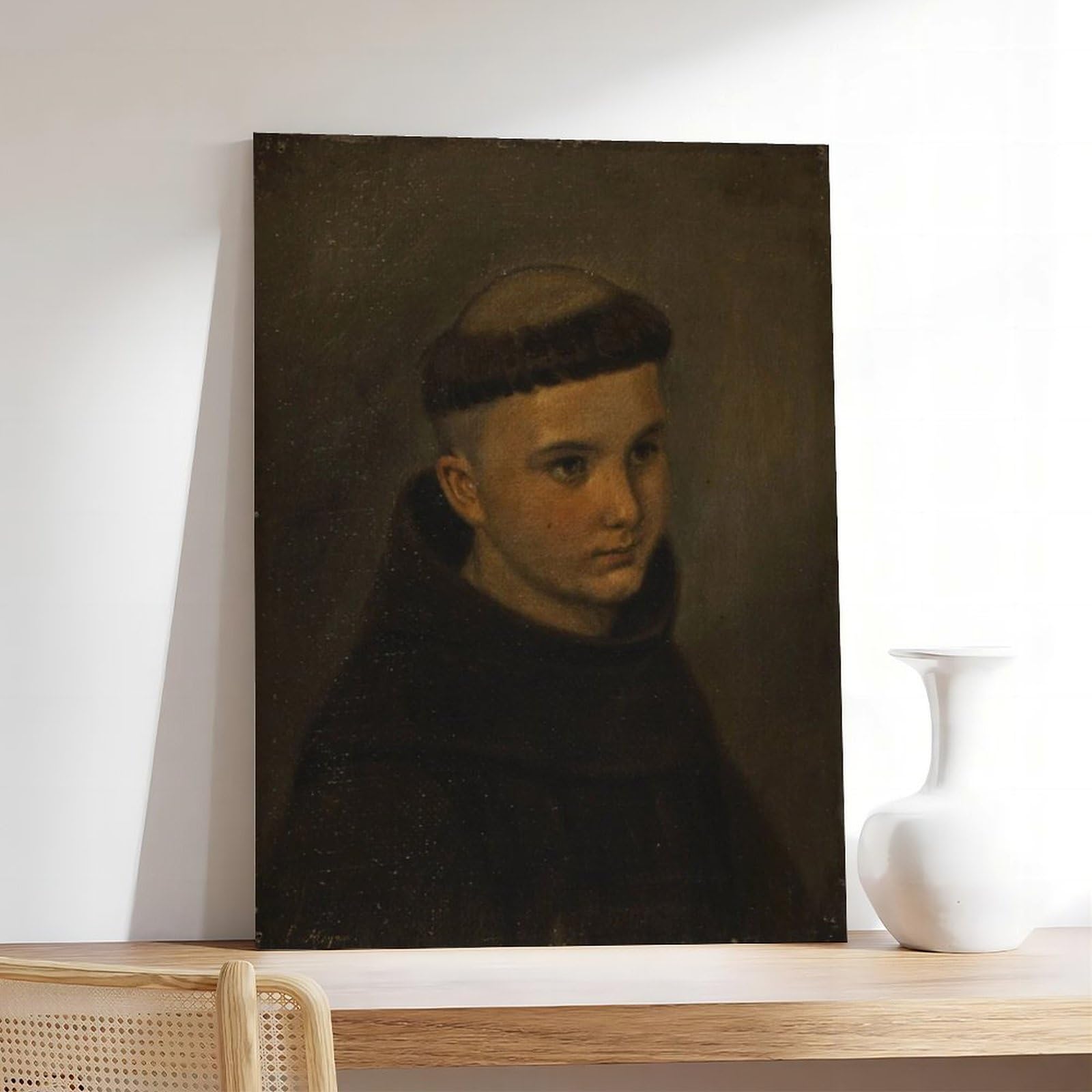 Ernst Meyer Leinwandposter, halblang, Portrait eines jungen Franziskaners, Wandkunst, Schlafzimmer, Büro, Küche, Dekoration, Geschenke, 50 x 75 cm