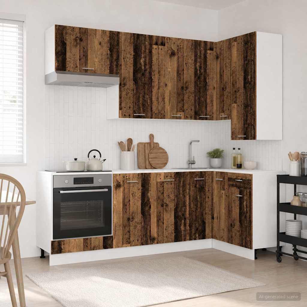 Hothingwell - Unidad de cocina (8 piezas) | Patas ajustables, fijación de pared incluida, diseño moderno, uso interior