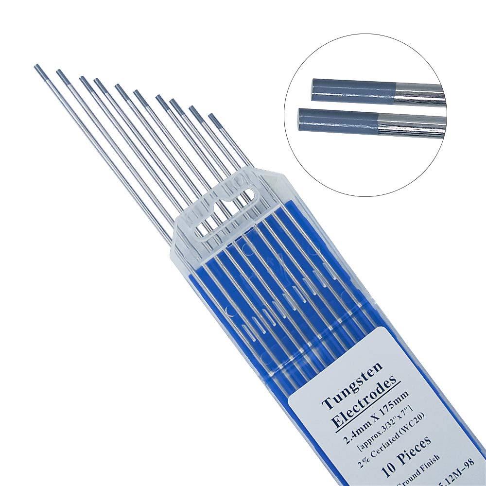 VECTOR WELDING Lot de 10 Électrodes en Tungstène 2,4 mm x 175 mm Gris