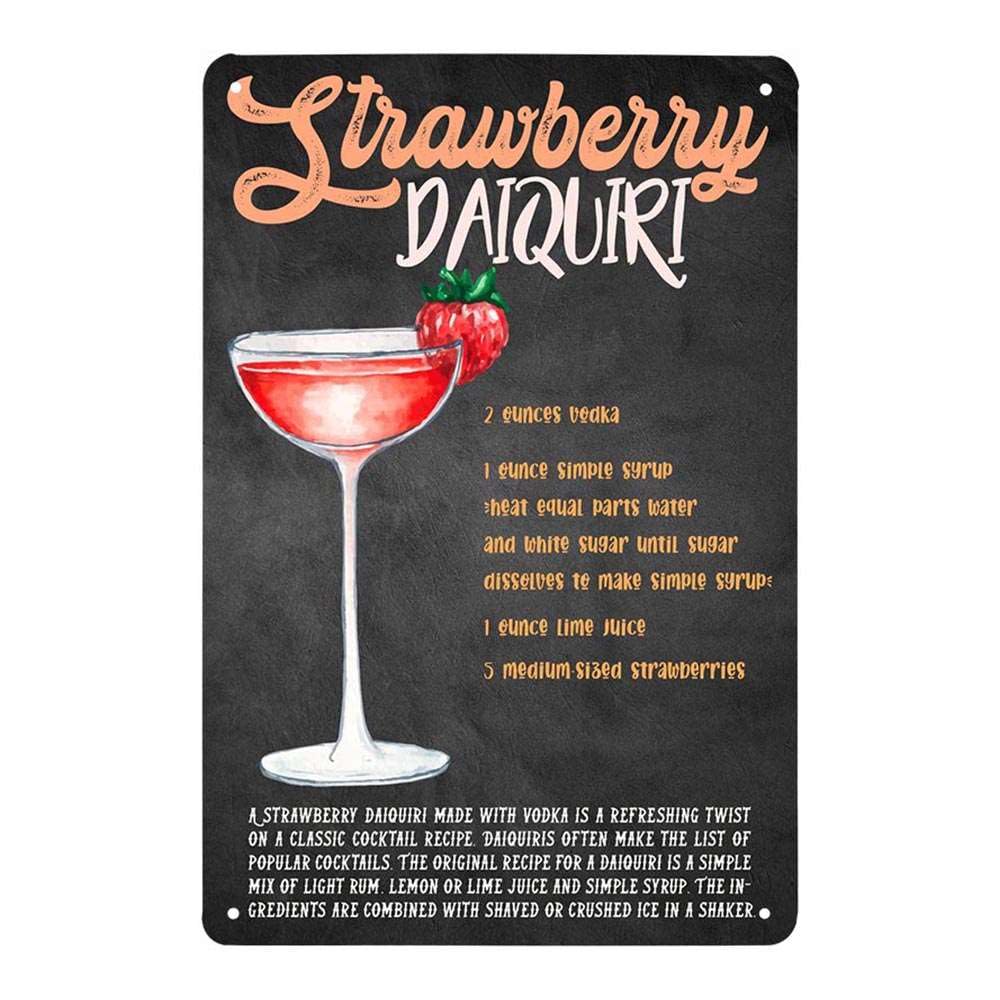 Cocktail - Placa metálica retro vintage (4 unidades)
