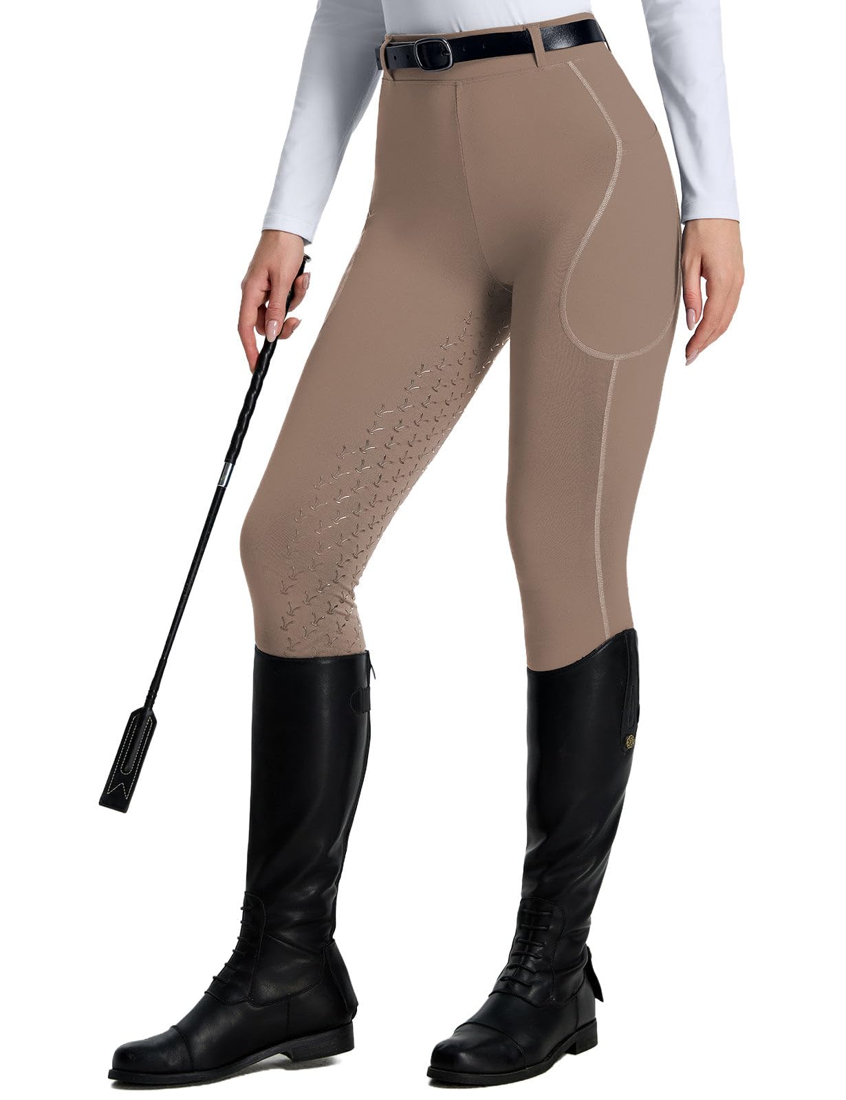 baleaf Leggings da equitazione da donna, pantaloni da equitazione da donna, leggings da equitazione con seduta completa, impugnatura in silicone, invernali, con tasche