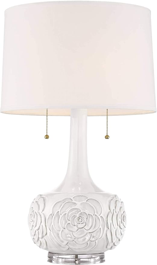 Lámpara de Mesa Possini Euro Natalia 27" Blanca con Dimer miniatura 6