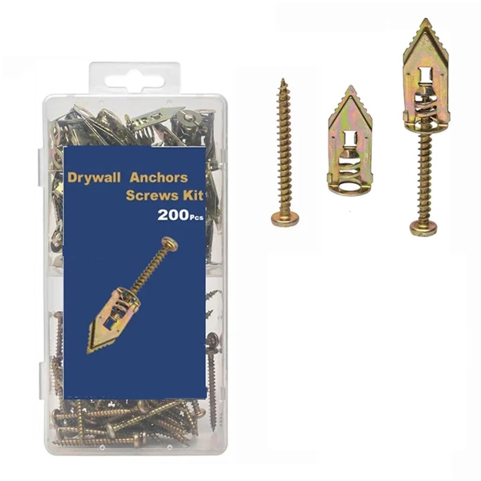 Yangshe 60Pcs Drywall Anchors Self-Tapping Screws For Plasterboard, Steel Wall Anchor Kit