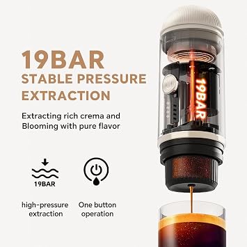 Portable Espresso Maker,19-Bar Self-Heating Coffee Machine