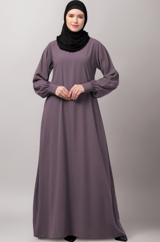 � Women's Inner Abaya Dress With Cuff Sleeves And Side Pocket Made in Nida Matte Fabric