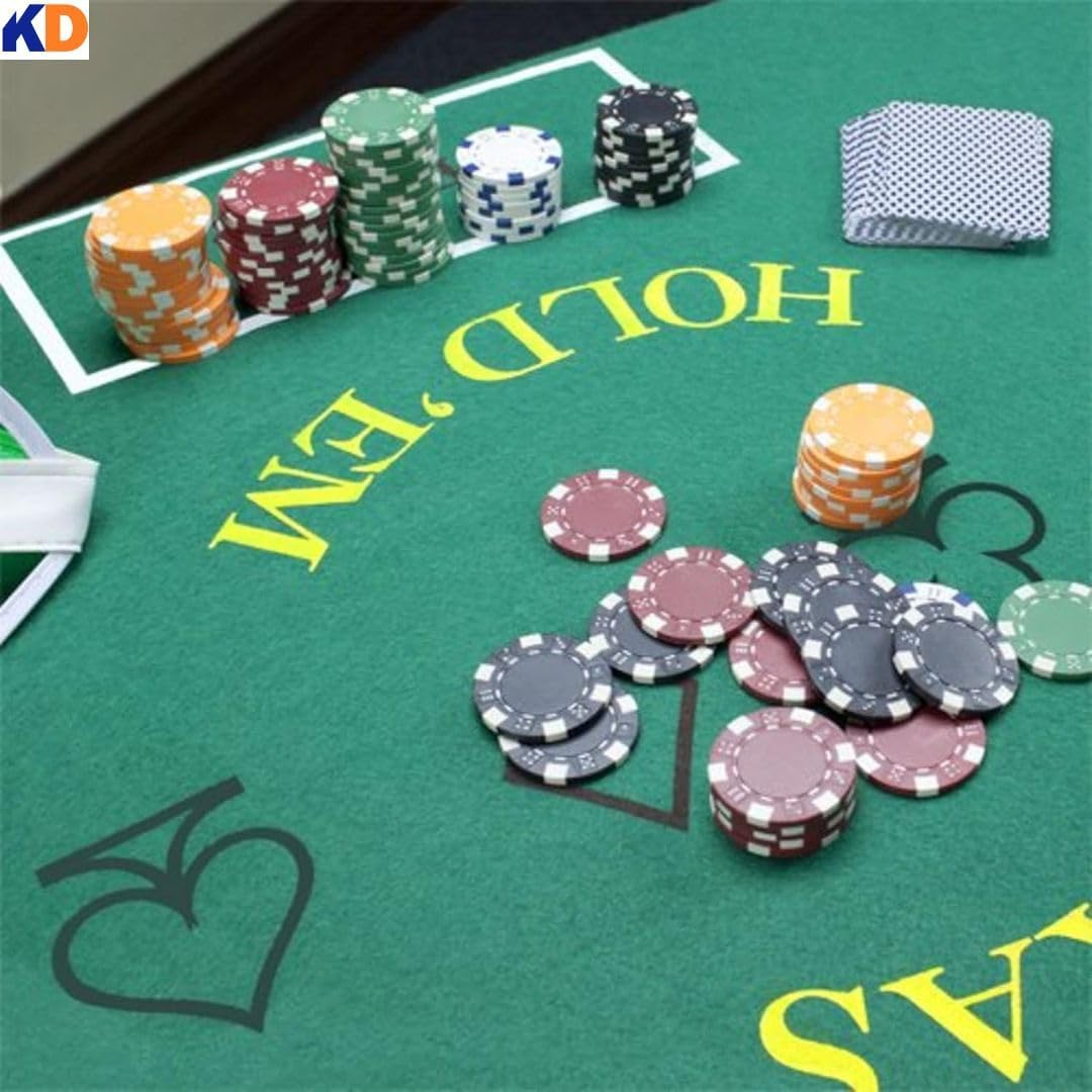 WMX Casino Tabletop Felt Mat 36 x 72 Inch Layout for Poker Games (Green Texas Hold'em) 1