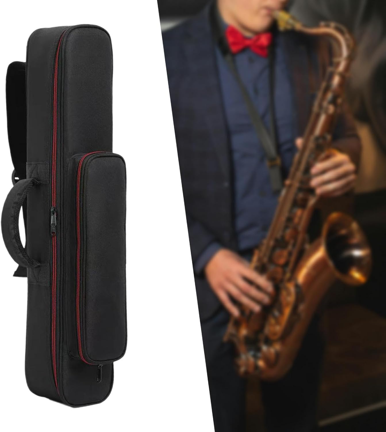 Fancyes Saxophone Storage Bag Handbag Shockproof with Pouch Handle Practical Sax Gig Bag Soprano Saxophone Case for Electric Blowpipe, S