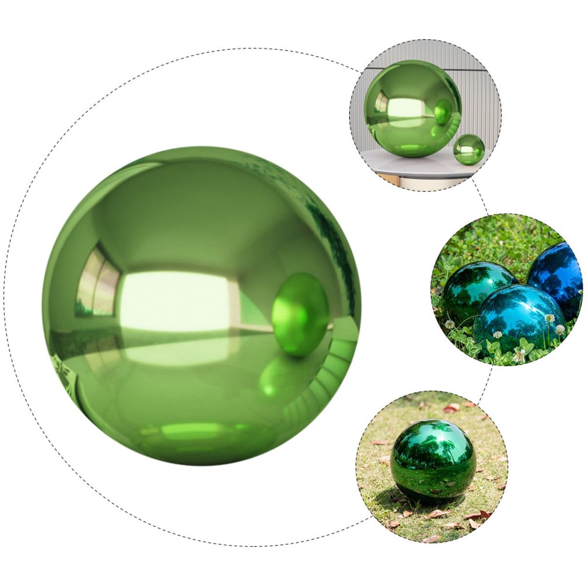 GALPADA Sfera Riflettente Verde da Giardino in Inossidabile 2 Design Chic e Robusto, per Decorazione Natalizia da Esterno o Centrotavola Professionale