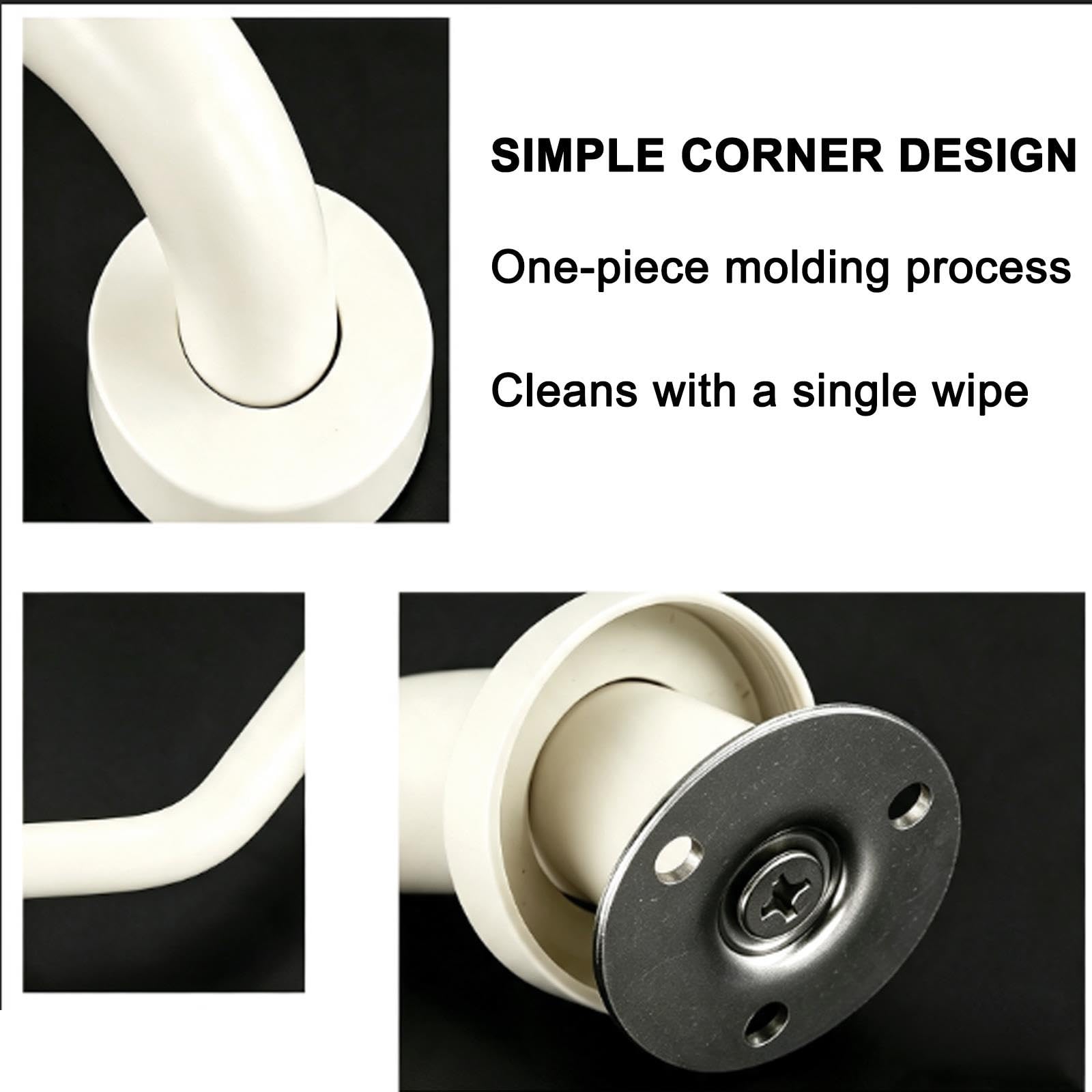 Barra di Supporto Bianca a Muro, Acciaio Inox 304 per Bagno | Barra di Supporto per Wc Doccia, Antiruggine e Impermeabile. Portata 250kg, per Anziani e Gestanti(66cm/26in)